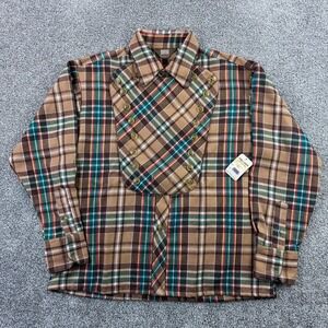 NWT Vintage Fenton Shirt Mens XL Tall Brown Green Plaid Bib Front Western